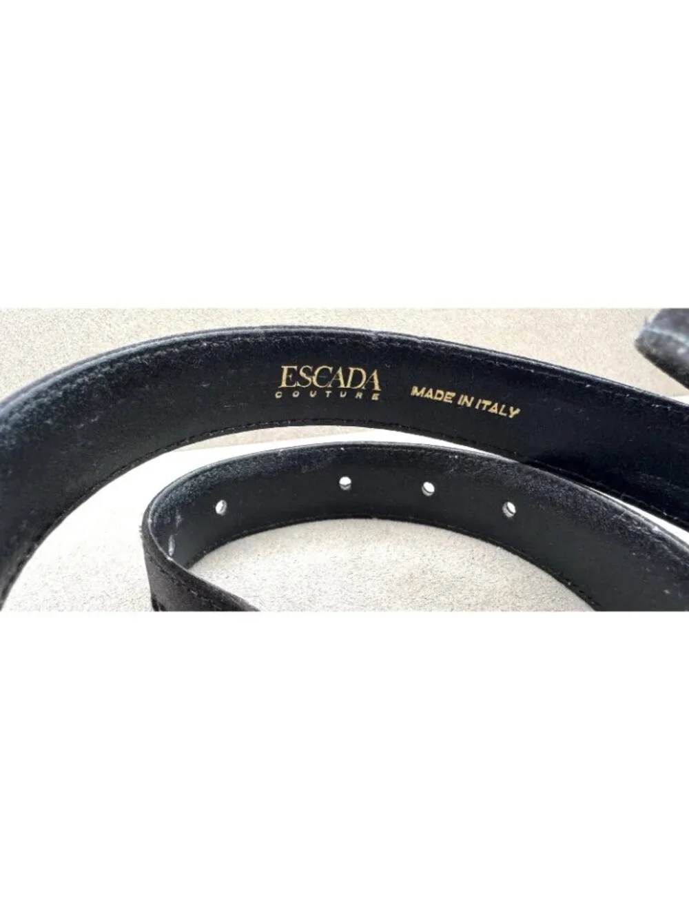 Vtg JUDITH LEIBER Jeweled Buckle Black Snakeskin SKINNY BELT Adjustable to 37